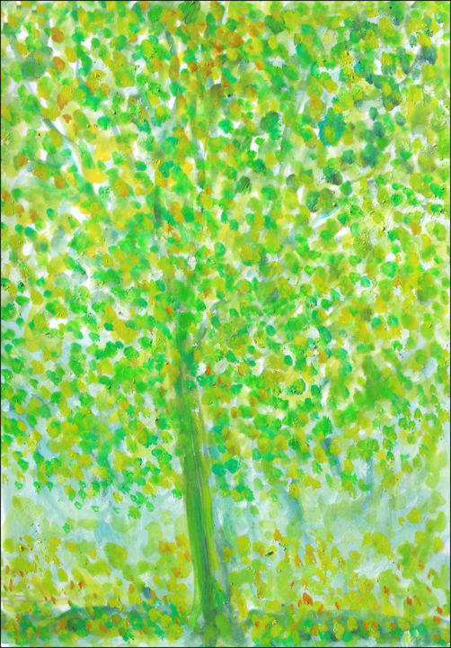 Peinture intitulée "Fée verte" par Jean Mirre, Œuvre d'art originale, Huile