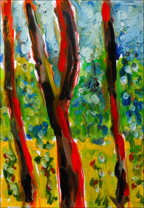 Peinture intitulée "Free trees1" par Jean Mirre, Œuvre d'art originale, Huile