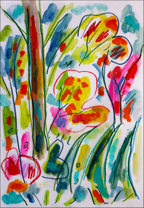 Peinture intitulée "Végétation" par Jean Mirre, Œuvre d'art originale, Huile