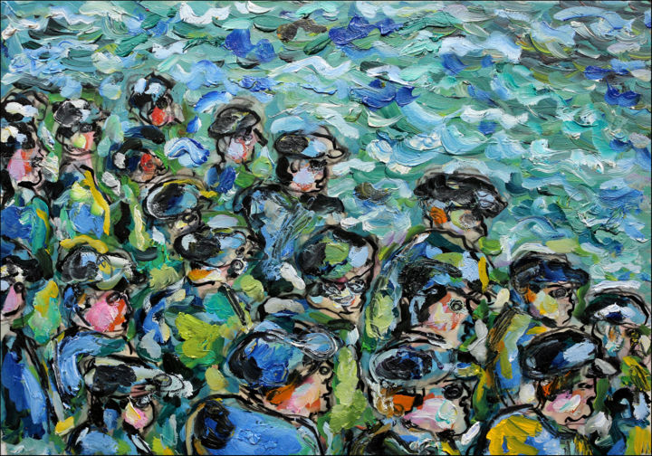 Peinture intitulée "Les marins ressembl…" par Jean Mirre, Œuvre d'art originale, Huile