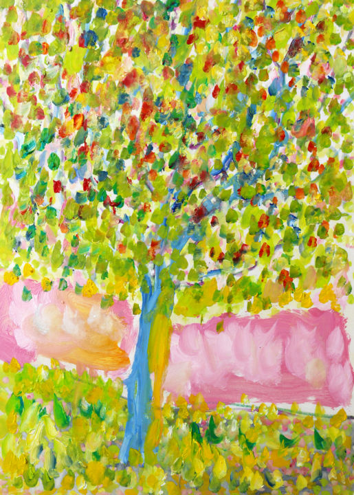 Malerei mit dem Titel "Rothko tree" von Jean Mirre, Original-Kunstwerk, Öl