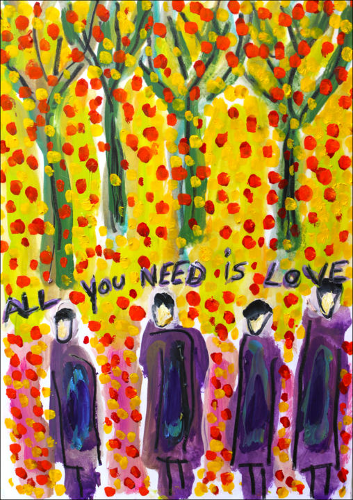 Peinture intitulée "All you need is love" par Jean Mirre, Œuvre d'art originale, Huile