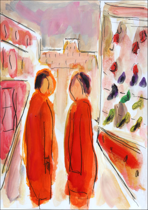 Картина под названием "Shop1" - Jean Mirre, Подлинное произведение искусства, Масло