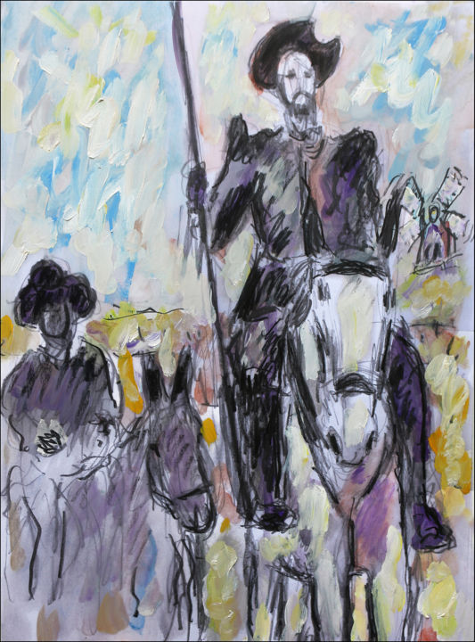 Painting titled "Don Quichotte et Sa…" by Jean Mirre, Original Artwork, Oil