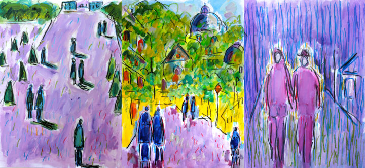 Peinture intitulée "Triptyque Marienbad" par Jean Mirre, Œuvre d'art originale, Huile