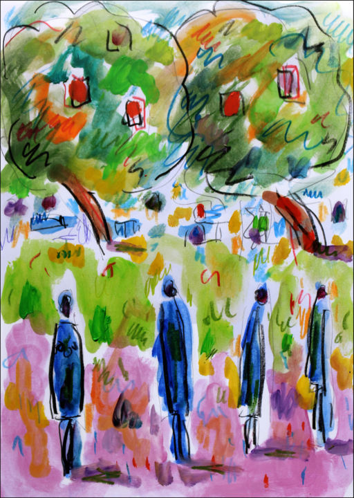 Peinture intitulée "King trees" par Jean Mirre, Œuvre d'art originale, Huile