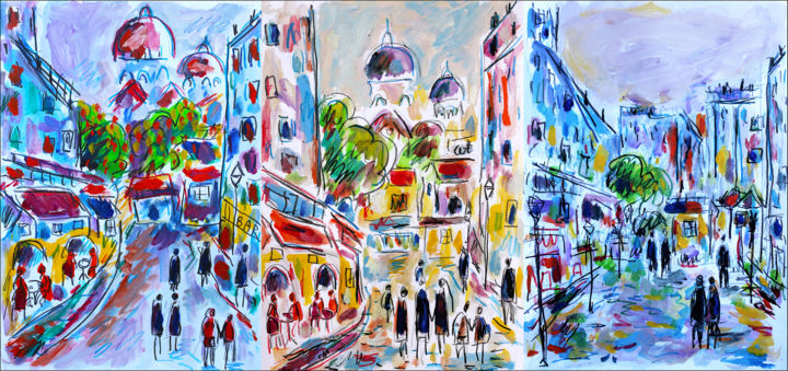 Painting titled "Triptyque croquis p…" by Jean Mirre, Original Artwork, Oil