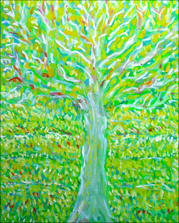 Peinture intitulée "Summer tree" par Jean Mirre, Œuvre d'art originale, Huile Monté sur Châssis en bois