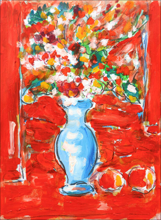 "Vase bleu" başlıklı Tablo Jean Mirre tarafından, Orijinal sanat, Petrol