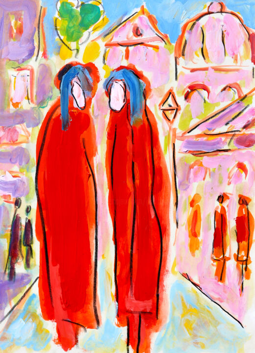 Peinture intitulée "Sœurs" par Jean Mirre, Œuvre d'art originale, Huile