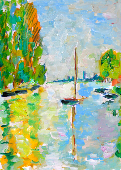 Peinture intitulée "Spying Monet" par Jean Mirre, Œuvre d'art originale, Huile