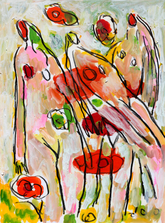 Картина под названием "L'âme des fleurs1" - Jean Mirre, Подлинное произведение искусства, Масло