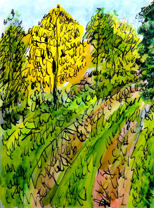 Pintura intitulada "Forêt d'automne" por Jean Mirre, Obras de arte originais, Óleo