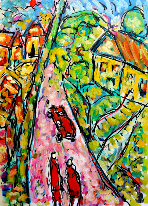 Painting titled "Chic banlieue" by Jean Mirre, Original Artwork, Oil