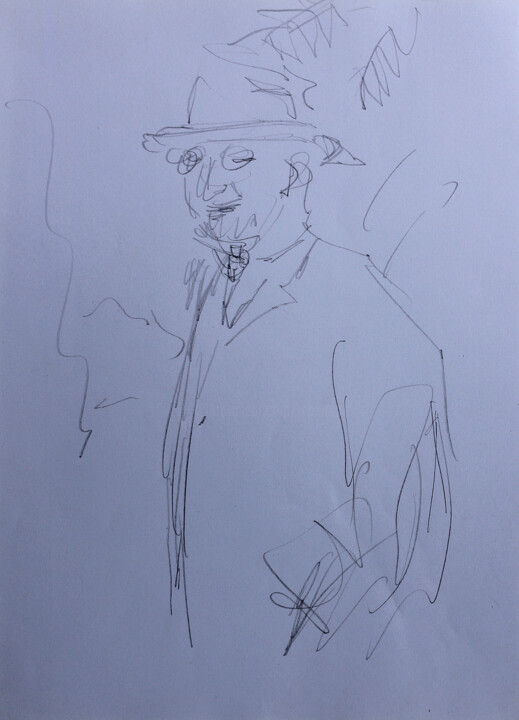 Dessin intitulée "Matisse dans son ja…" par Jean Mirre, Œuvre d'art originale, Crayon