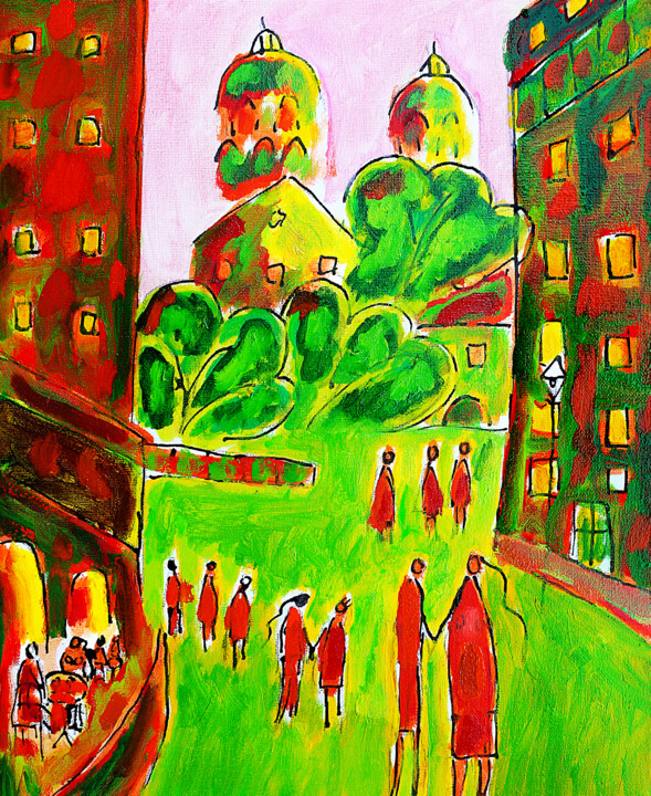 Peinture intitulée "Paisible" par Jean Mirre, Œuvre d'art originale, Huile Monté sur Châssis en bois