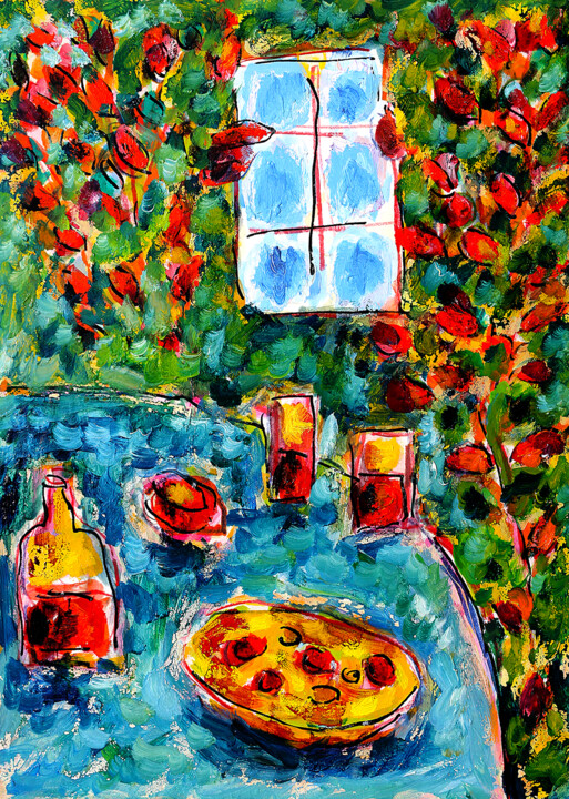 Peinture intitulée "Tarte aux fruits  S…" par Jean Mirre, Œuvre d'art originale, Huile