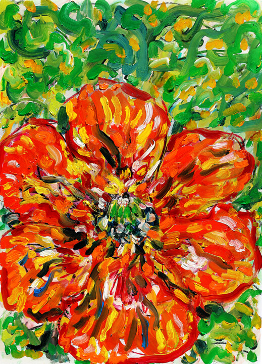 Pittura intitolato "Flower power" da Jean Mirre, Opera d'arte originale, Olio
