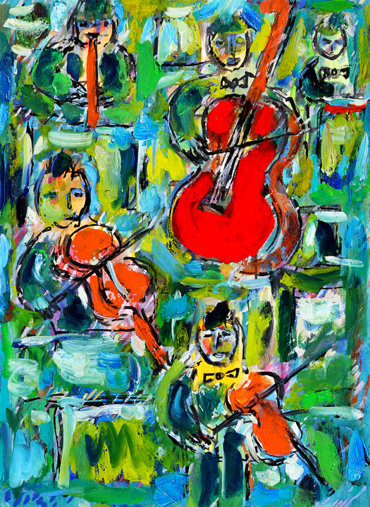 Peinture intitulée "Musique" par Jean Mirre, Œuvre d'art originale, Huile
