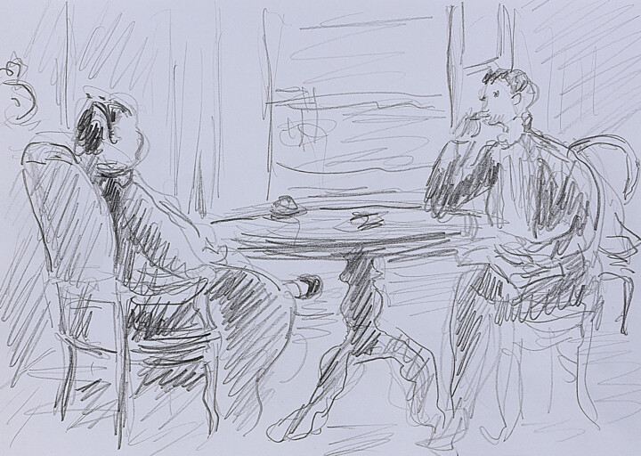 Dibujo titulada "Conversation2" por Jean Mirre, Obra de arte original, Lápiz