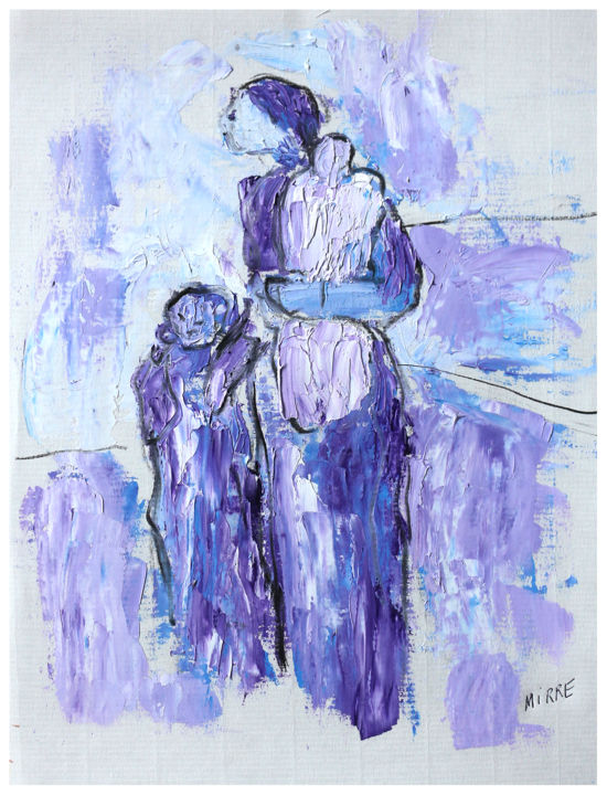 Peinture intitulée "La mère (PICASSO)" par Jean Mirre, Œuvre d'art originale, Huile