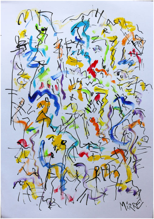 Painting titled "COMPOSITION ABSTRAI…" by Jean Mirre, Original Artwork, Ink