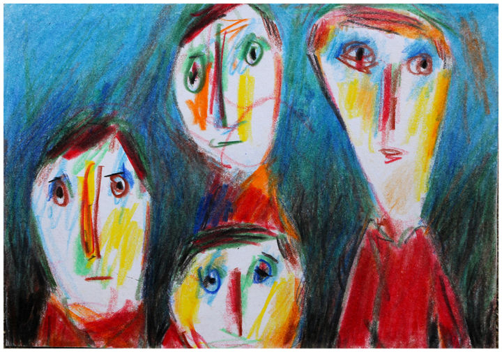 Dessin intitulée "copains d'école" par Jean Mirre, Œuvre d'art originale, Crayon