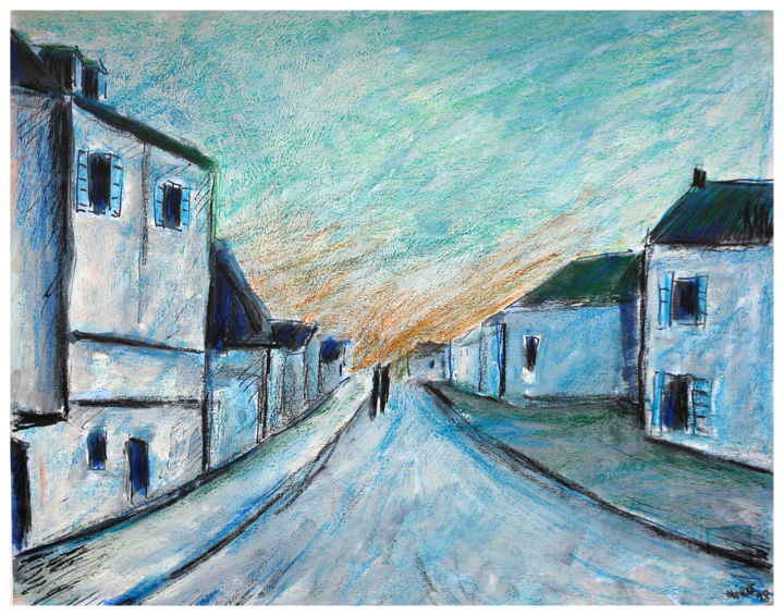 Painting titled "Rue de village" by Jean Mirre, Original Artwork, Acrylic