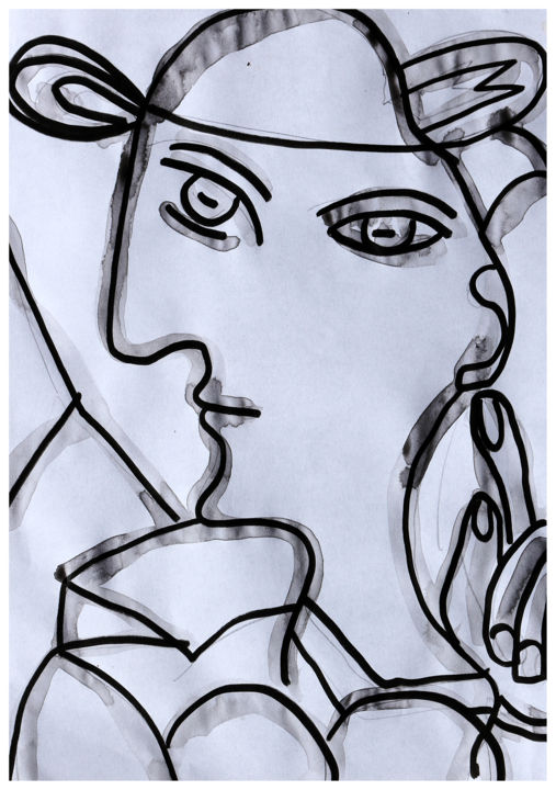 Drawing titled "HOMMAGE à PICASSO…" by Jean Mirre, Original Artwork, Ink