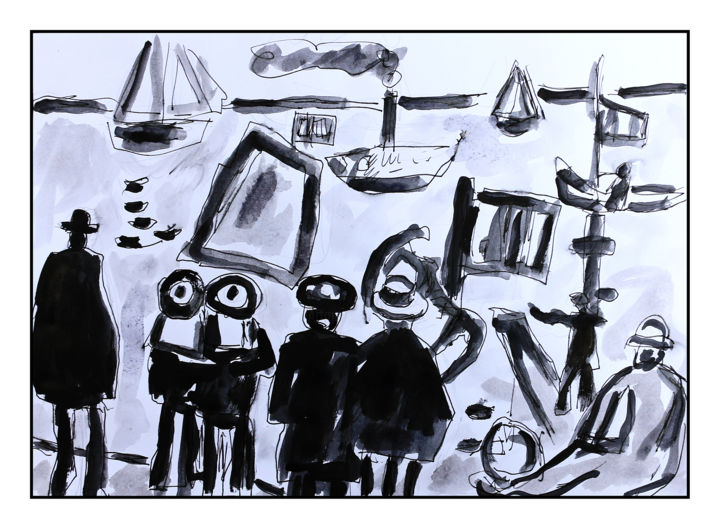 Pintura titulada "Marine de DUFY" por Jean Mirre, Obra de arte original, Tinta