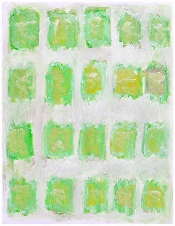 Malarstwo zatytułowany „GREEN AND YELLOW VA…” autorstwa Jean Mirre, Oryginalna praca, Olej