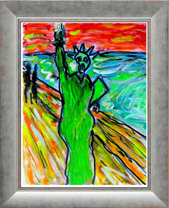 Painting titled "THE LIBERTY SCREAM" by Jean Mirre, Original Artwork, Acrylic