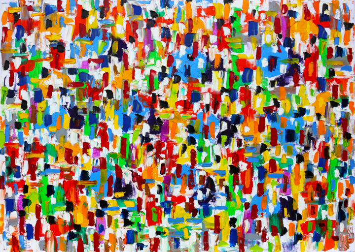 Картина под названием "DOWNTOWN" - Jean Mirre, Подлинное произведение искусства, Масло
