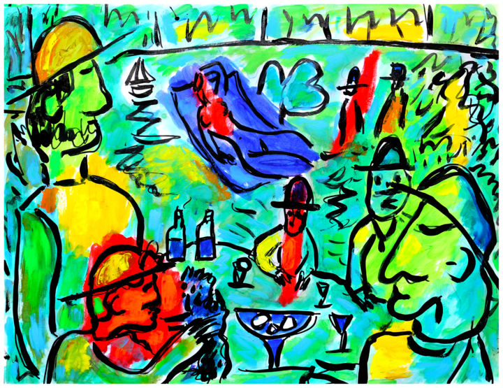 Painting titled "SUMMERTIME IN DEMOC…" by Jean Mirre, Original Artwork, Ink
