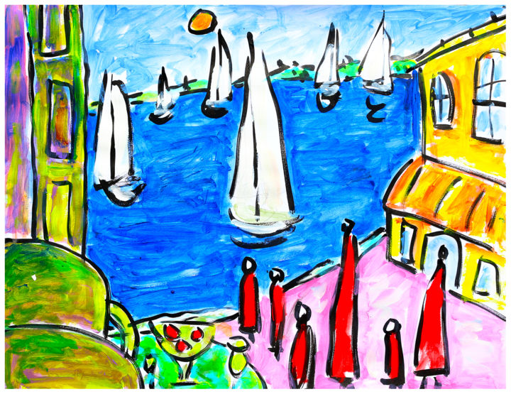 Painting titled "ST TROPEZ" by Jean Mirre, Original Artwork, Acrylic