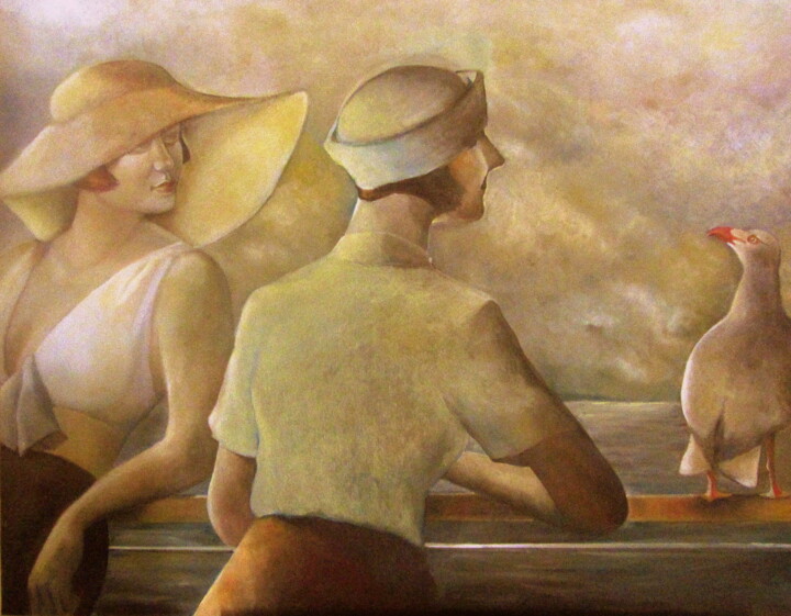 Pintura titulada "LA MOUETTE" por Jeanne Dequesne (TONY GRAM), Obra de arte original, Oleo