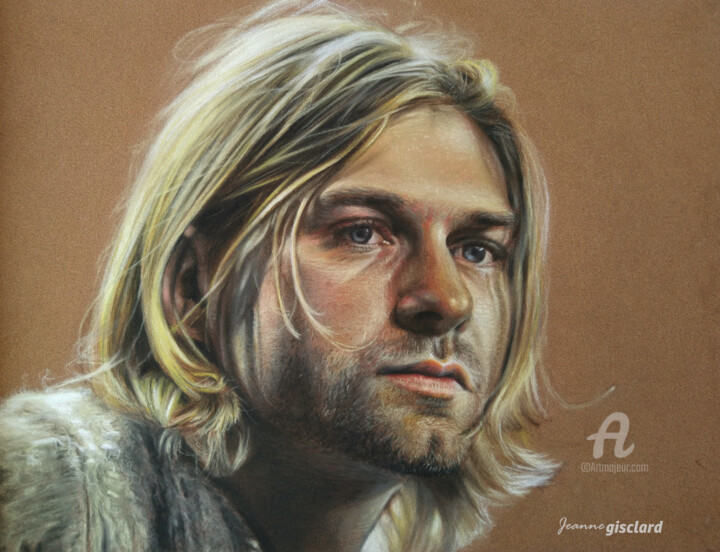 Peinture intitulée "Kurt Cobain" par Jeanne Gisclard, Œuvre d'art originale, Pastel
