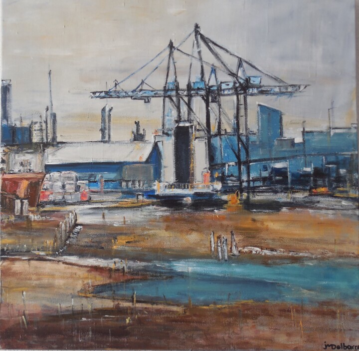 Painting titled "Sur les Docks" by Jeanne-Marie Delbarre, Original Artwork, Acrylic