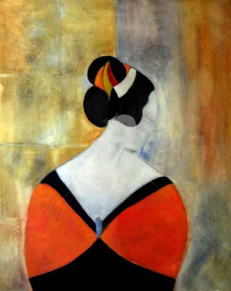 Peinture intitulée "GEISHA" par Jeanne-Marie Robic, Œuvre d'art originale, Huile