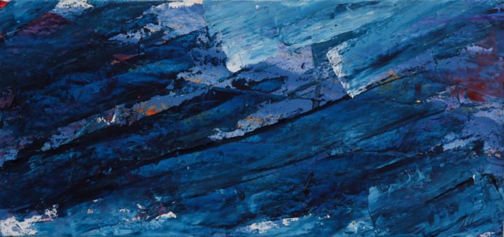 Peinture intitulée "AU FIL DU BLEU" par Jeannette Allary, Œuvre d'art originale, Huile