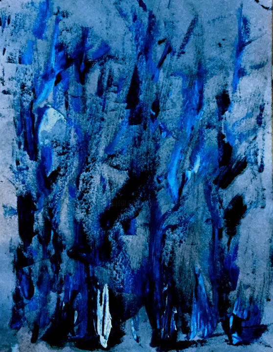 Painting titled "NUIT BLEUE" by Jeannette Allary, Original Artwork, Oil