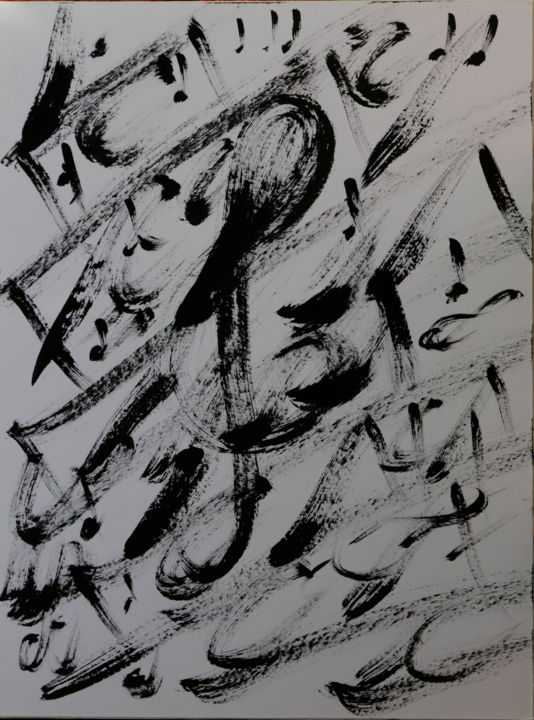 Painting titled "NOIR et BLANC" by Jeannette Allary, Original Artwork, Ink