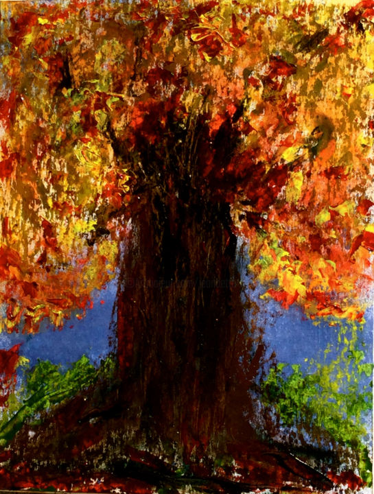 Painting titled "AUTOMNE" by Jeannette Allary, Original Artwork, Oil