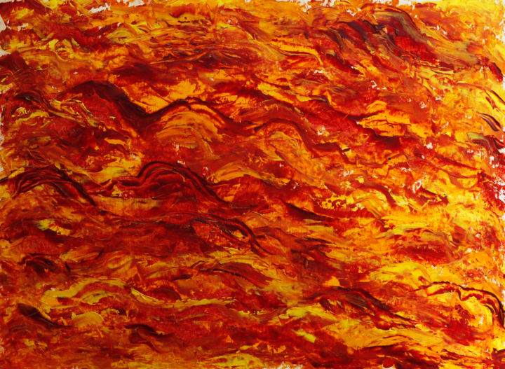 Peinture intitulée "LES COLLINES ROUGES" par Jeannette Allary, Œuvre d'art originale, Huile