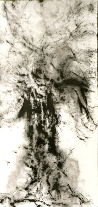 Peinture intitulée "ARBRE POETE" par Jeannette Allary, Œuvre d'art originale, Encre Monté sur Autre panneau rigide