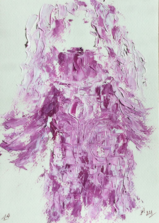 Drawing titled "MODE PINK RENTREE" by Jeannette Allary, Original Artwork, Oil