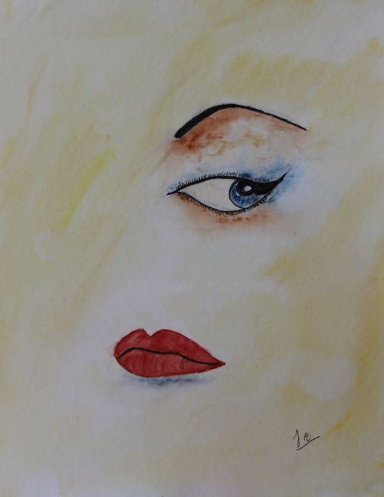 Painting titled "CLIN d'OEIL" by Jeannette Allary, Original Artwork, Watercolor