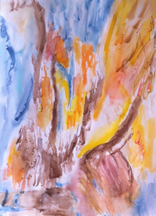 Peinture intitulée "CASCADE" par Jeannette Allary, Œuvre d'art originale, Aquarelle