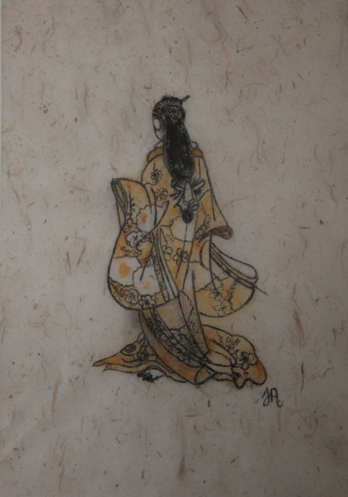 Peinture intitulée "GEISHA" par Jeannette Allary, Œuvre d'art originale, Encre