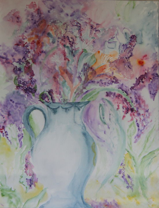Painting titled "BOUQUET MARION" by Jeannette Allary, Original Artwork, Watercolor